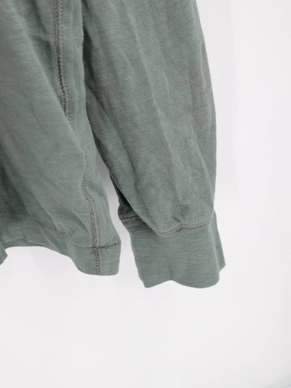 NWT J Crew Shirt Mens Large Garment Dyed Slub Cotton Henley Long Sleeve Green